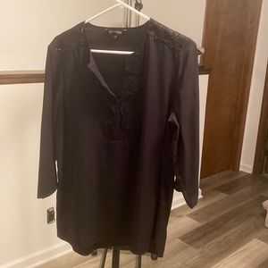 Large Black Express Lace Detail Blouse
